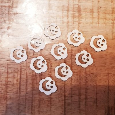 Découpes Carton bois Minis nuages lune et étoiles
