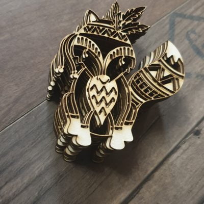 Renard tribal Carton bois