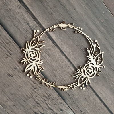 Couronne fleurie Carton bois