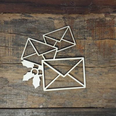 Carton bois Enveloppes lettre père Noel