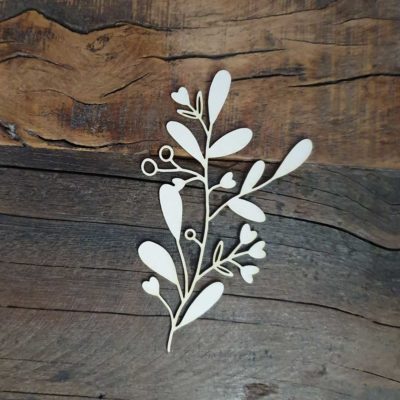 Carton bois feuillage baies et coeur