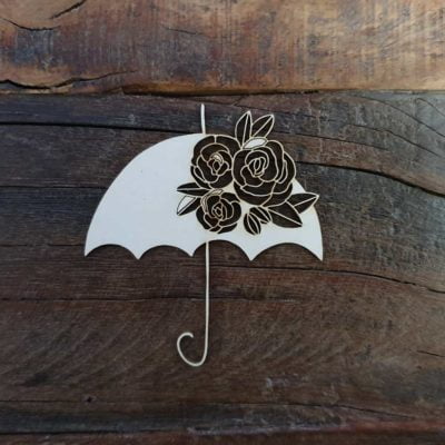 Carton bois Parapluie fleuri