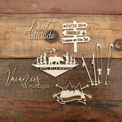 Kit vacances montagne ski carton bois