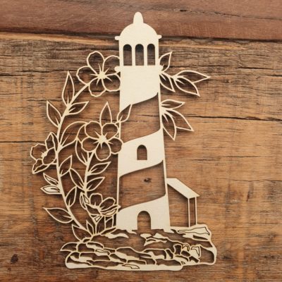 Carton bois phare fleuri