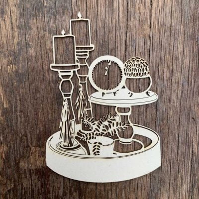 Carton bois présentoir shabby bougie