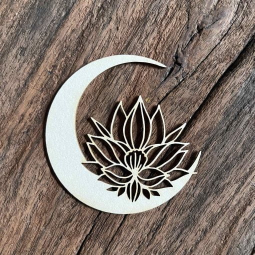 Carton bois Lune et fleur de lotus