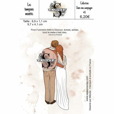 Collection Dans ma campagne #11 Couple et phrase amour - Tampon monté sur Mousse Statique