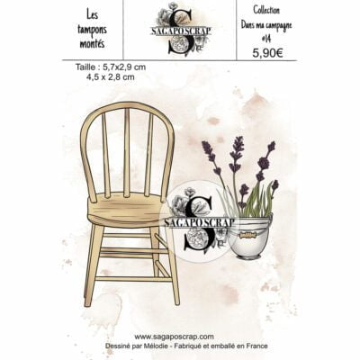 Collection Dans ma campagne #14 Chaise et pot de lavande - Tampon monté sur Mousse Statique