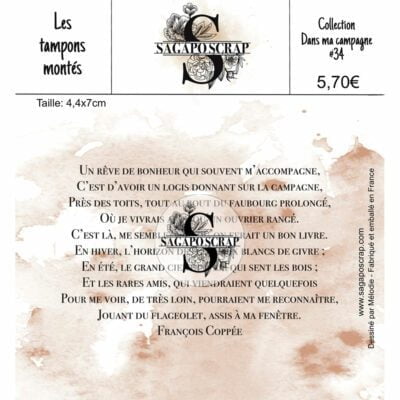 Collection Dans ma campagne #34 Texte rêve de campagne- Tampon monté sur Mousse Statique