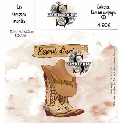 Collection Dans ma campagne #35 Santiags et esprit d'antan- Tampon monté sur Mousse Statique