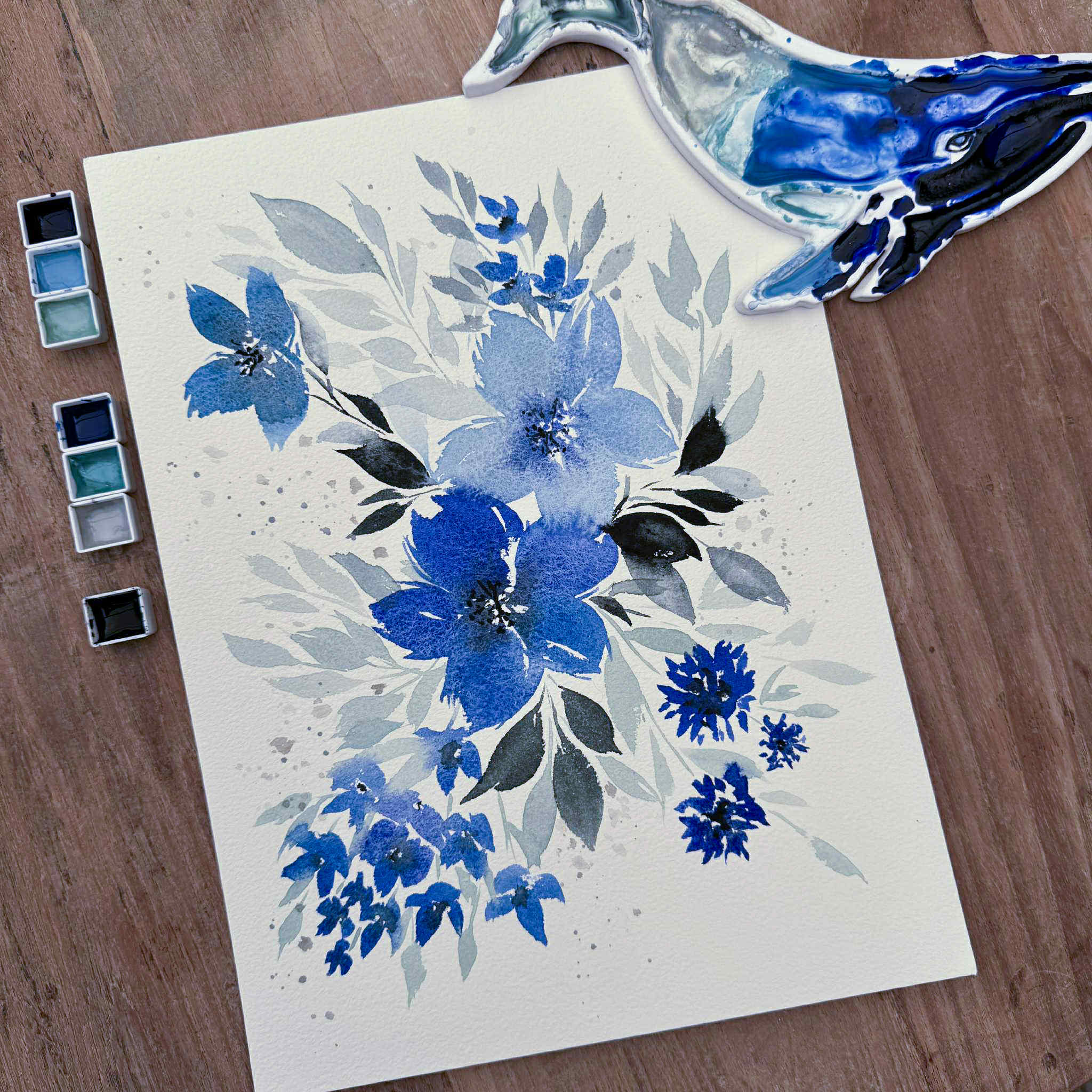Palette Aquarelle 6 Demi Godet boite " Croisière opaline " – Image 4