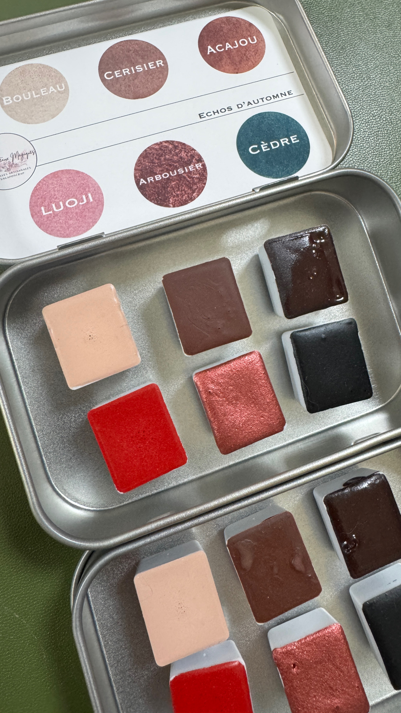 Palette Aquarelle 6 Demi Godet  boite " Echos d'automne"